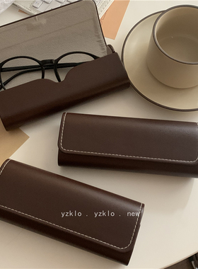 清仓复古咖/纯色简约眼镜盒太阳墨镜盒日系轻便携眼镜收纳盒男女