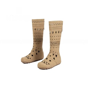 复古镂空洞洞透气时尚 小个子波西米亚度假凉靴 长筒靴2025夏季 新款