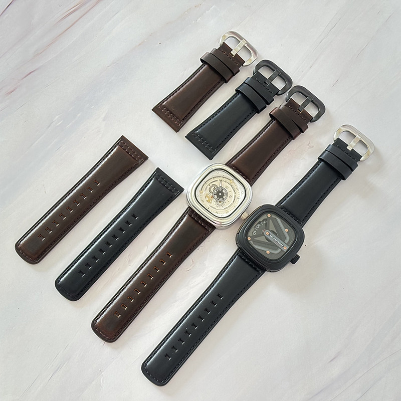 适配七个星期五T1/T2/T3系列真皮表带 sevenfriday牛皮手表带26mm