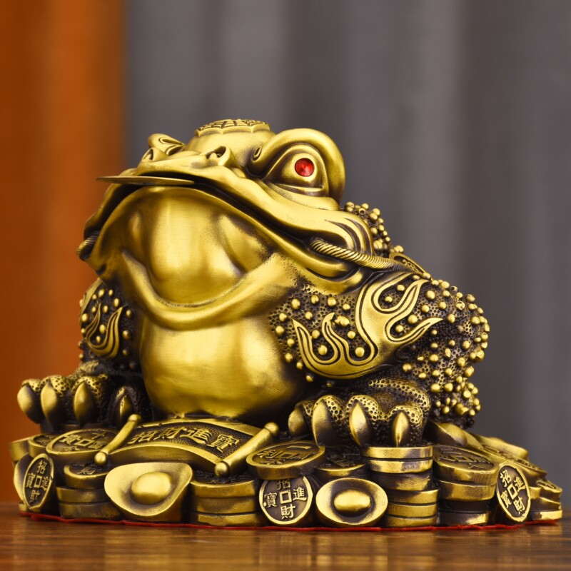 纯黄铜金蟾蜍特大号开业礼品店办公陈设三脚蟾蜍金蝉摆件