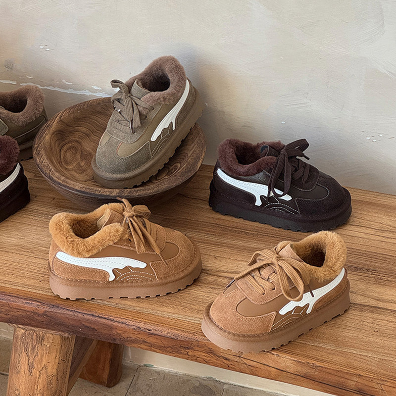 新款加厚绒儿童雪地靴冬季保暖厚底女童大棉鞋百搭防滑女童棉靴子