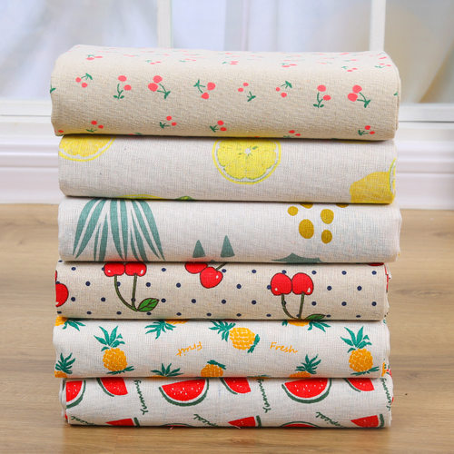 厂家水果系列棉麻布料麻布布桌布面料窗帘沙发布
