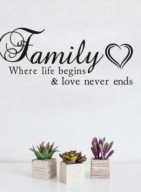 热卖新款 family创意精雕客厅卧室背景墙贴纸 定做ks041