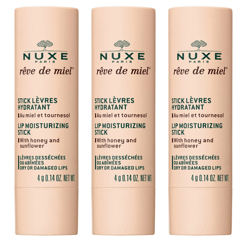 法国直邮 欧树NUXE蜂蜜保湿润唇膏三支装3x4g