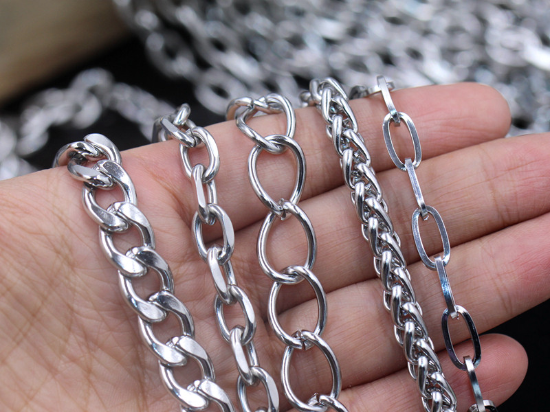 STAINLESS STEEL OPENING SEMI-FINISHED CROSS CHAIN THICK CHAIN BY METER CONTINUOUS DIY NECKLACE HANDMADE CLOTHING ACCESSORIES