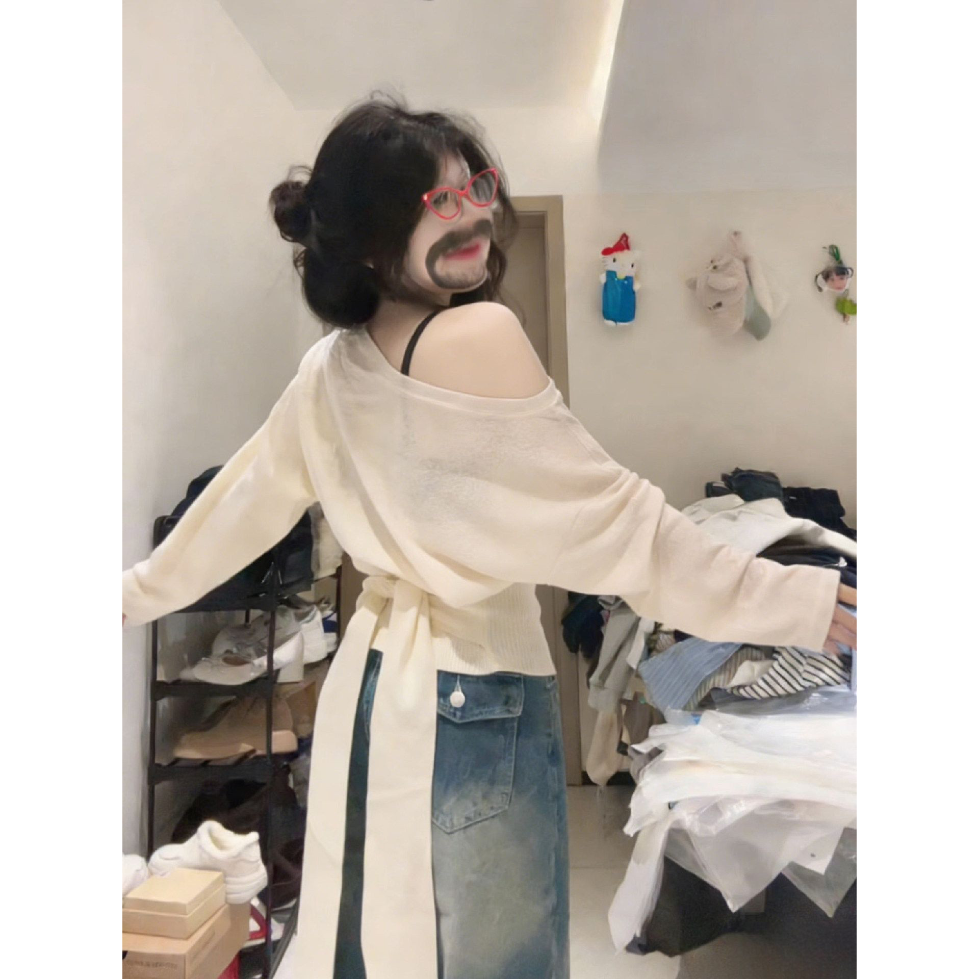 胖mm大码200斤绑带防晒罩衫薄纱上衣女夏季微透视镂空长袖空调T恤