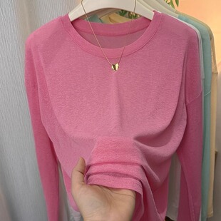 新款 200斤胖mm宽松薄纱空调罩衫 冰丝长袖 上衣女大码 防晒薄款 夏季