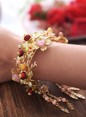 新娘手镯古装中式秀禾服配饰龙凤镯子结婚秀禾手环古风婚礼首饰女