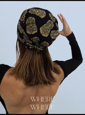 WhereWhere原创印尼手工蜡染布方巾头巾图腾系列人头法老