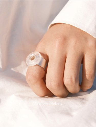 Whisper Melody花蕊虎眼石平安扣戒指花蕊白水晶平安扣戒指银饰