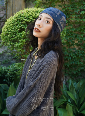 【方巾-蓝卡其色系】WhereWhere原创手工蜡染方巾头巾