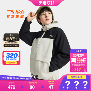 安踏儿童男大童摇粒绒运动上衣2025冬款 上新舒适保暖中大童厚外套