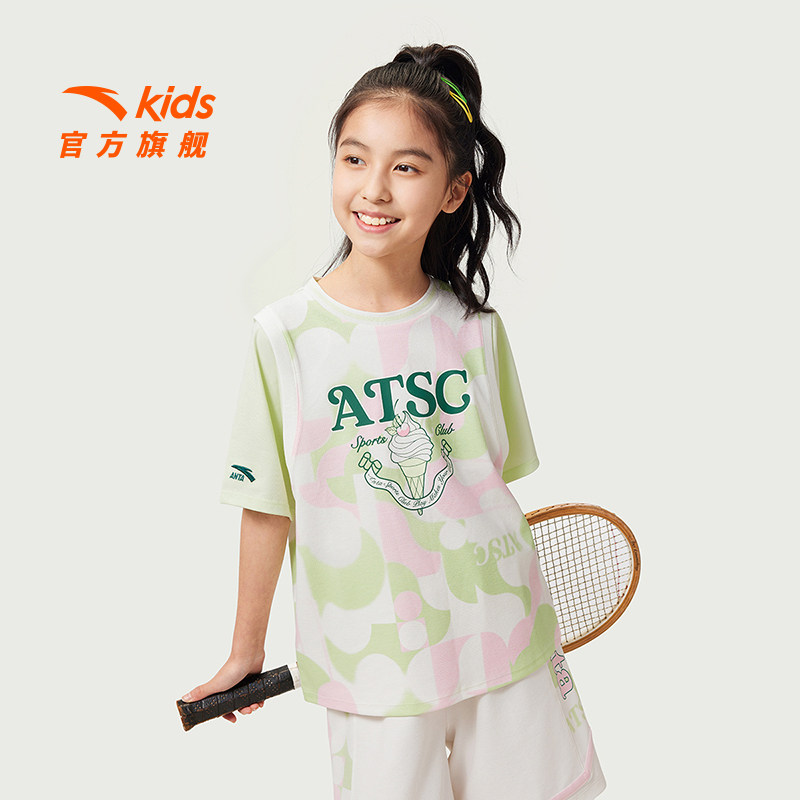 商场同款安踏儿童短袖T恤女童篮球服