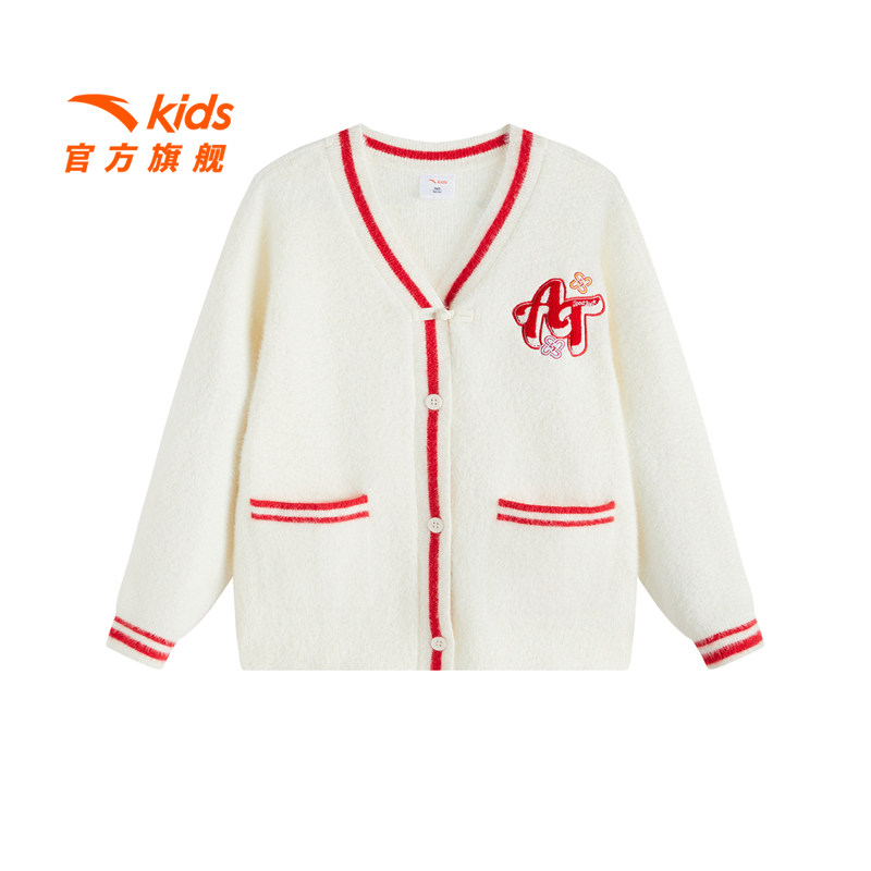 【清仓价】安踏儿童女大童编织衫款大童毛衣秋款开衫针织毛衣