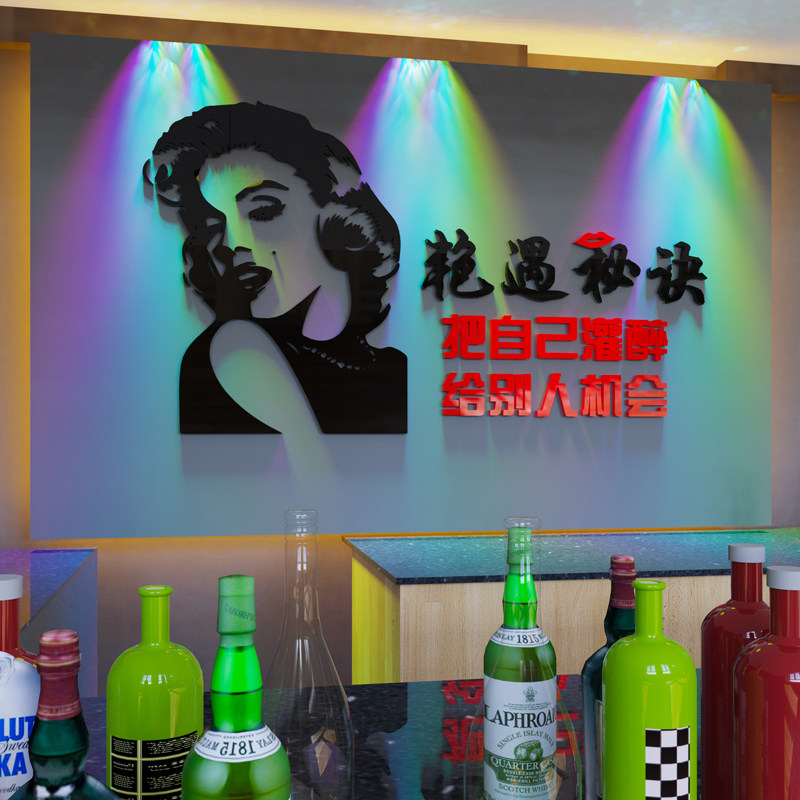 速发清酒吧装饰品场景布置工业风小酒馆烧烤肉店创壁贴面墙纸意画