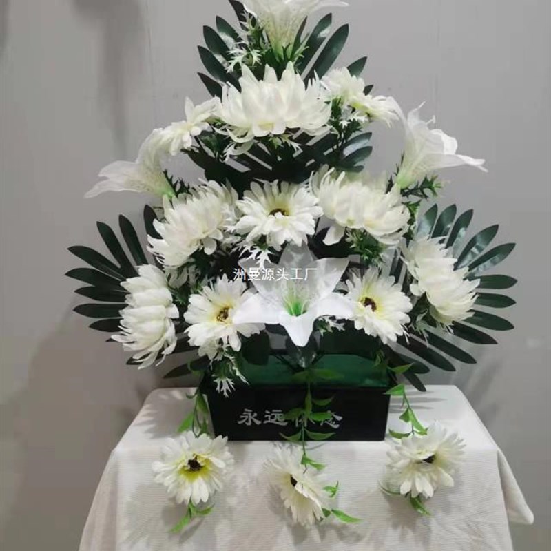 速发菊花清明节用品新款扫墓花。祖祭上坟绢假布花陵园墓碑花