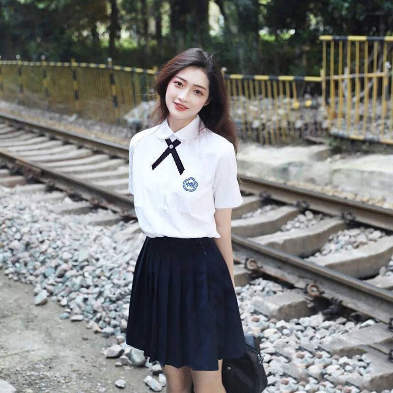 高货台湾师大附中白衬衫校服套装jk短袖学院风高三学生毕业季班服