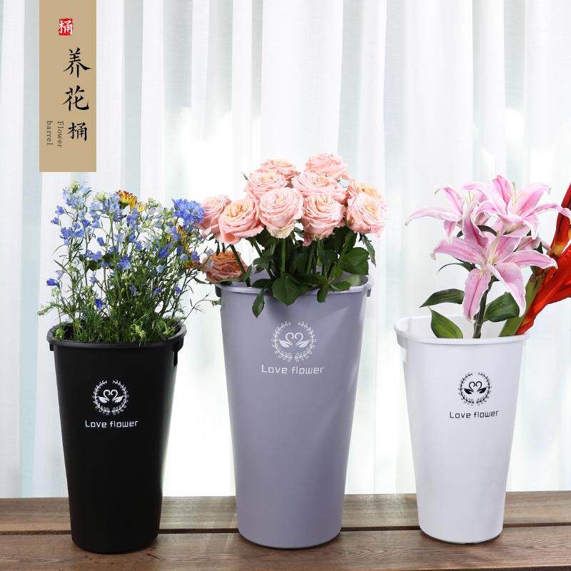 现货醒花桶塑料鲜花桶黑色花店专用深水专业花桶R方形养花桶醒花