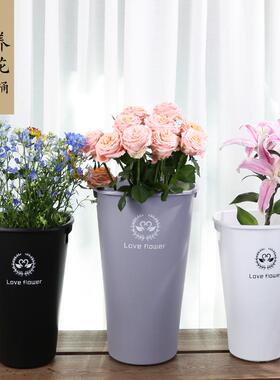 现货醒花桶塑料鲜花桶黑色花店专用深水专业花桶R方形养花桶醒花