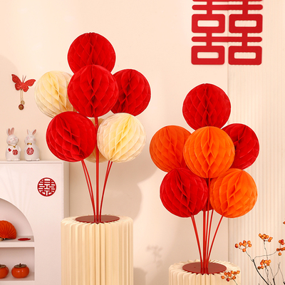 速发婚爱布置装饰卧窝球气球桌飘男方方主蜂室酒店结婚新房房心气