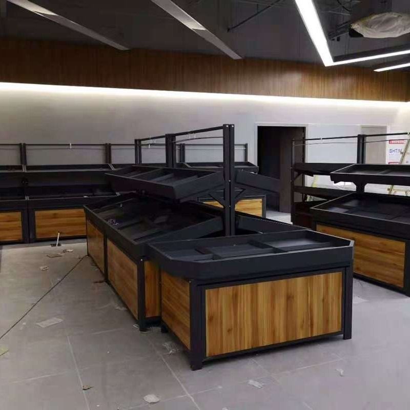 速发中果蔬菜货架水果店超市商超店利便展示架生鲜堆头水岛钢木货