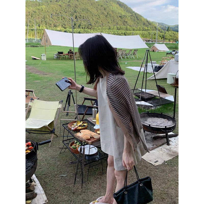 高货小个子连衣裙女2024夏中长款气质别致休闲a型设计感T恤无袖背