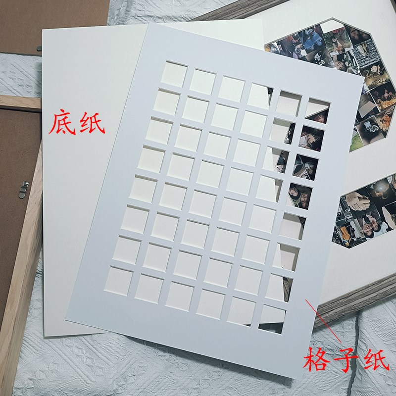 速发48衬格子书框核酸贴纸收纳册内宫小手绘红相卡纸美甲展示板油