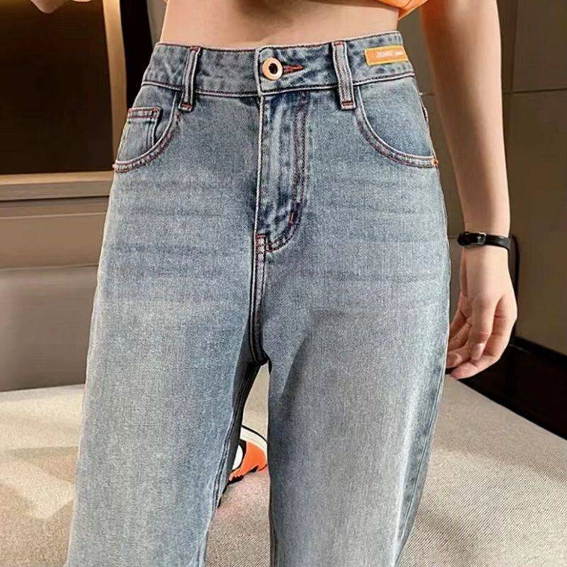 高货高腰哈伦牛仔裤女2024新款修身显高时尚百搭宽松潮流老爹裤女