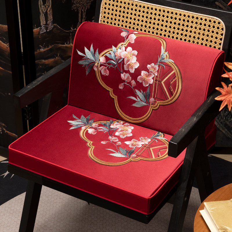 速发腰靠轻奢新中式藤用红木乳不坐垫家椅防滑沙发垫实木椅垫久坐