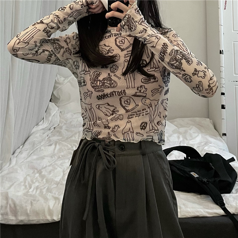 速发薄款网纱打底搭夏季t022新款内衫外穿蕾丝衫2恤防晒衫上衣