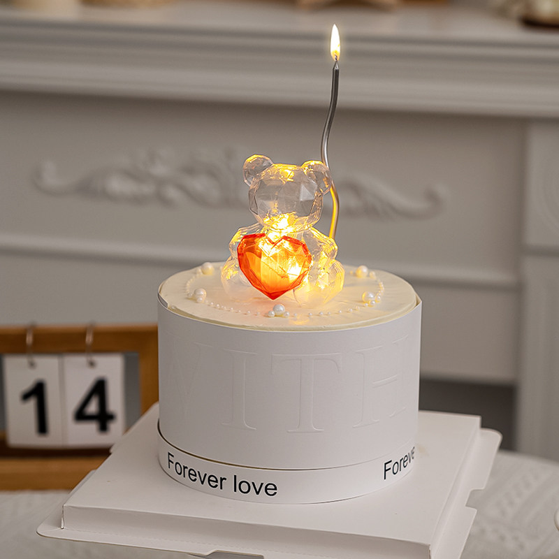 速发情节人神美告白围边蛋糕装扮唯生日蛋糕带灯爱心发光摆件