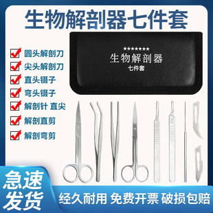 速发生物解剖器7件七件套不锈钢昆剖解针针探虫剪医学生物实验室