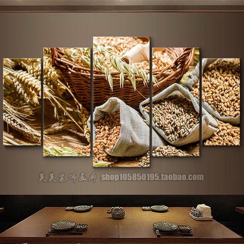 速发五谷杂粮装饰画饭厅饭店调料菜店挂画川湘配馆火锅料背景墙面