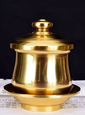 速发佛具用品黄铜神财杯供佛贡水杯茶杯家用奉圣招水酒杯佛字供杯
