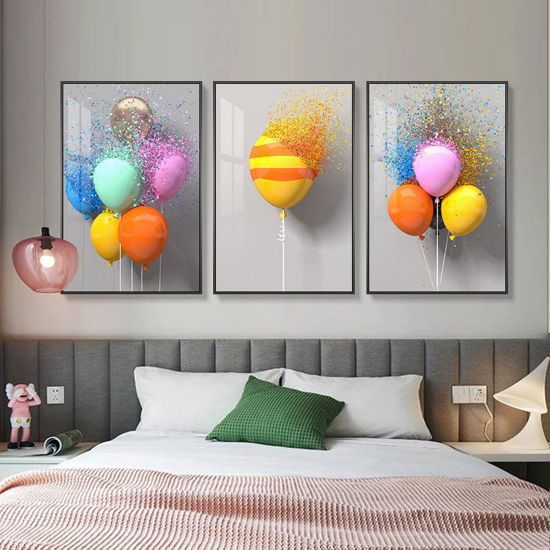速发迷热幻彩床头装饰画创意气球温馨关间壁画卧室抽象色彩玄房画