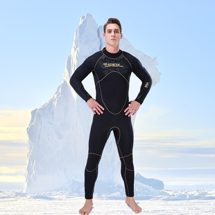 速发/5m暖连体潜水服男冬防寒保衣加绒水肺浮潜胶m湿衣wetsuit