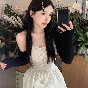 速发大连带胖生法式绑带吊微码衣裙小众设计春季收腰裙子