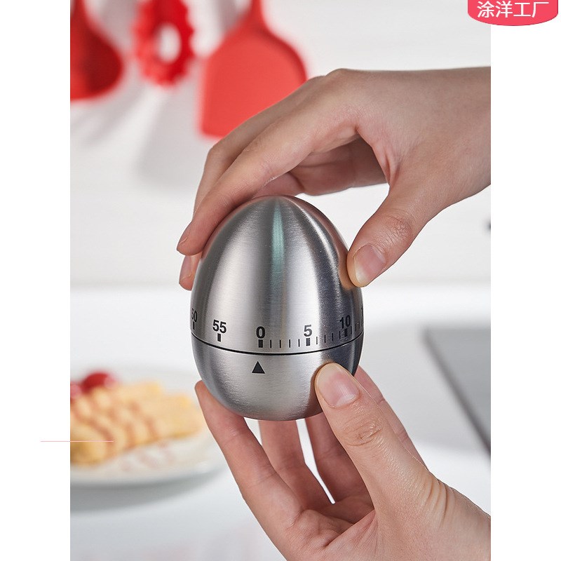 速发时房计时器定时器提醒工不锈钢蛋形倒计厨器机械闹钟厨房器具