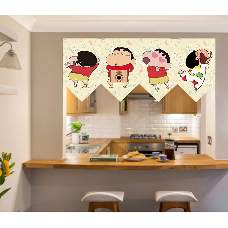 速发日式三角旗遮厨房帘挡帘卧室门帘半帘吊术贴隔断帘子魔旗