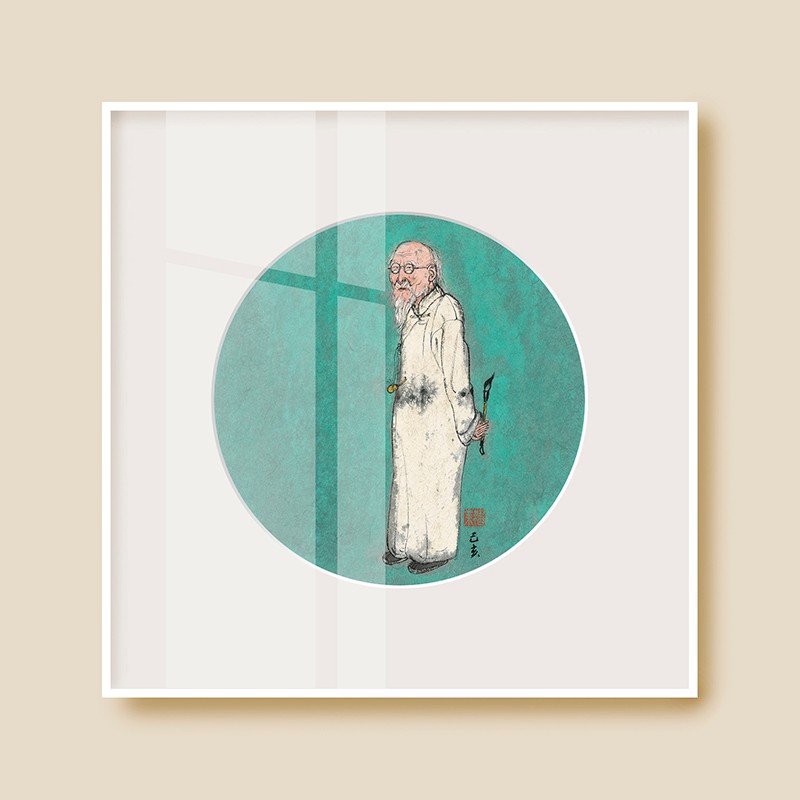 速发薛继业水墨高喷微廊版画5*5有框客厅卧室卫生间走精装饰画