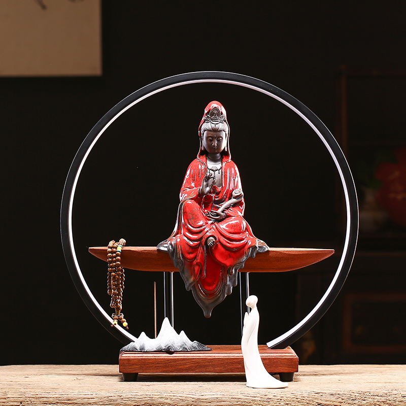 速发大势至观音菩萨家居供关玄件香薰沉香客厅装饰灯圈佛像摆奉