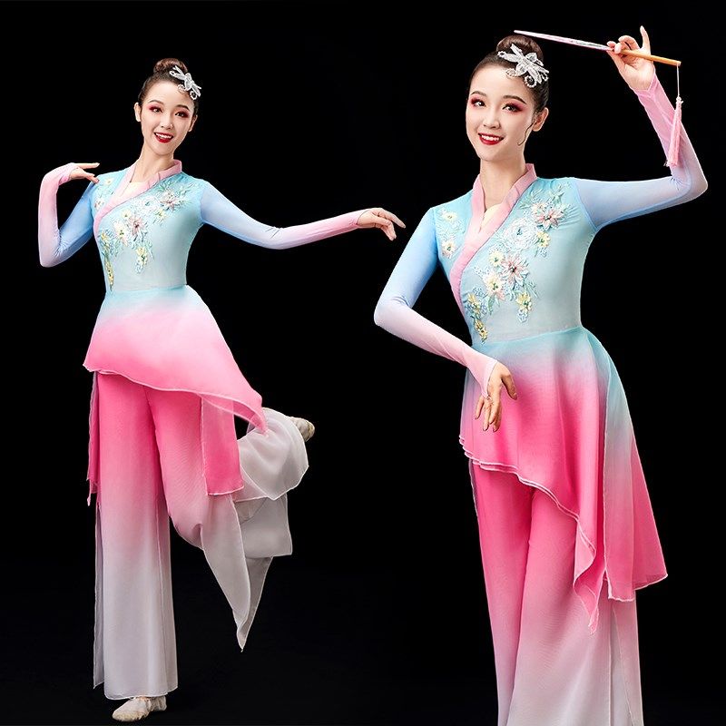 速发江舞古典舞南出服飘逸中国风艺考扇子伞演胶州广场秧歌服仙