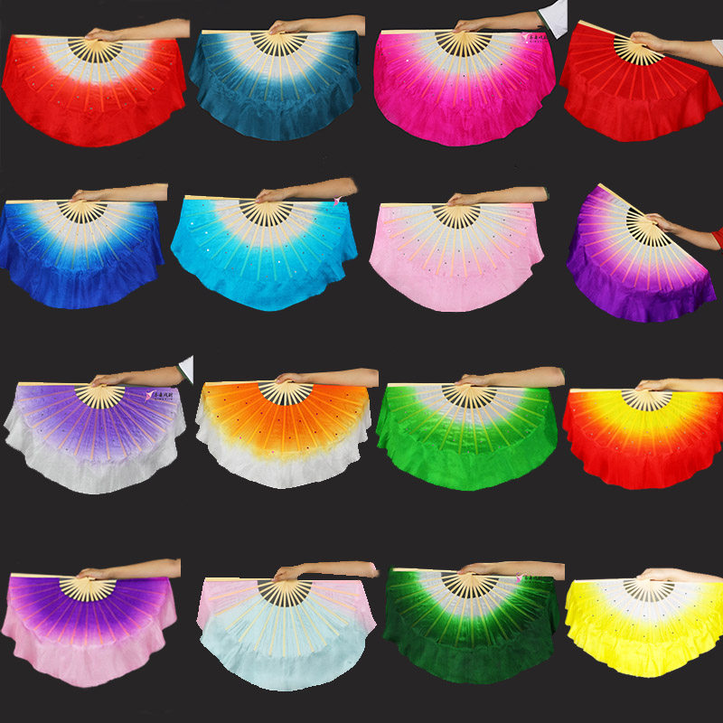 速发8寸双面真丝扇 花鼓灯中国舞蹈家协会考级专南扇云用花扇灯子