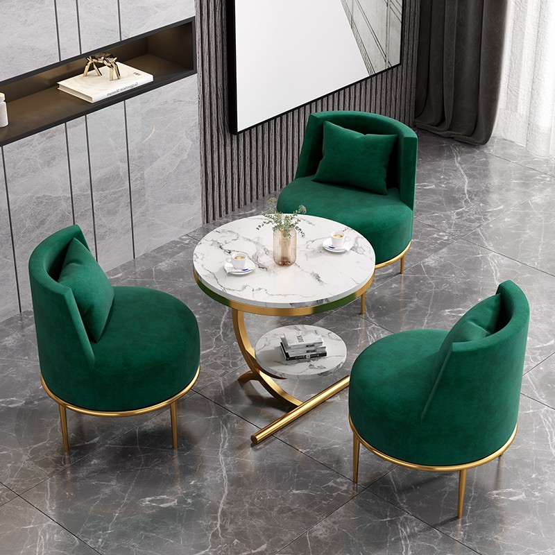 速发甜品奶沙店桌椅组合办轻室洽谈接待卡座沙发公奢单人会客茶发