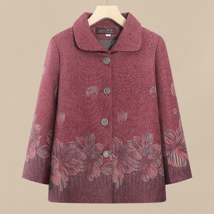 速发老年人秋装奶奶外套宽6老太太衣服松0岁7妈妈0装春秋款翻领上