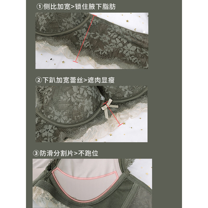 速发性感蕾丝内衣少女小胸聚拢显大平胸专用防下垂收副乳调整文胸