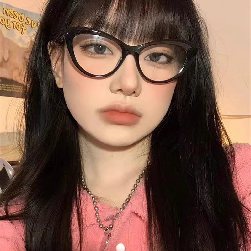 速发复古猫框拍照凹造型大脸可配镜片近视镜架
