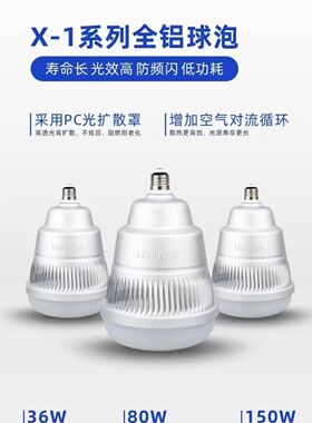 雷品全铝足功率大功率LED球泡50W80W100W150Wled灯泡E27铝灯体
