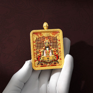 【不掉色】钛金属直供五台山龙五爷唐卡双面嘎乌盒方形铜镀金浮雕