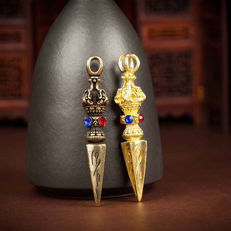 【寺庙同款】黄铜带钻降魔杵新款